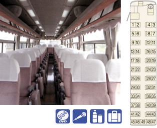 大型バス　60人乗りタイプ　■座席図／定員60名（正49名+補11名）　道路公団区分　特大車